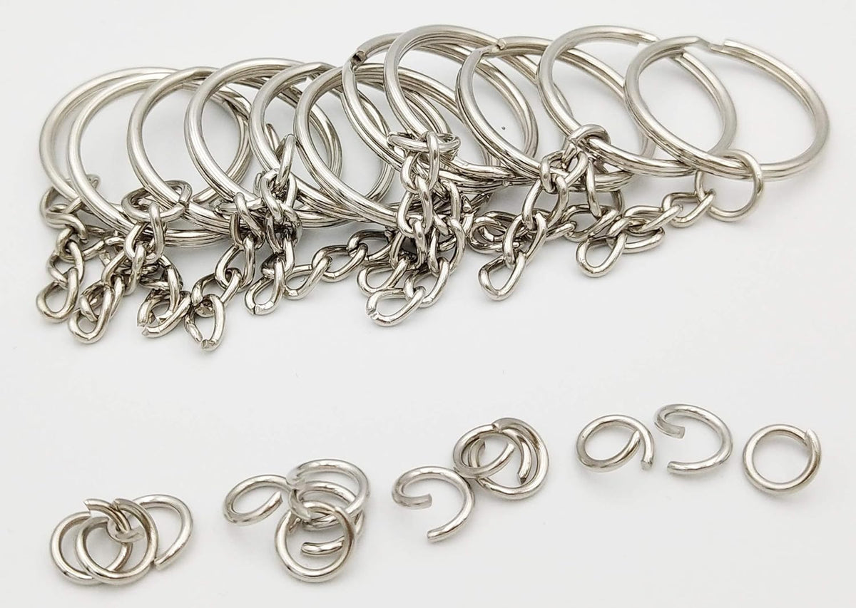 Key Ring with Chain and Open Jump Rings 1 inch, 50 Pack - view 5