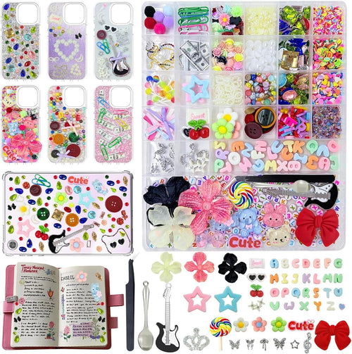 2280Pcs Junk Case Charms Kit,Y2K Nail Phone Cases Charms Bow Flower Letter Resin Accessories Beads for DIY Craft Scrapbooking Jewelry Making