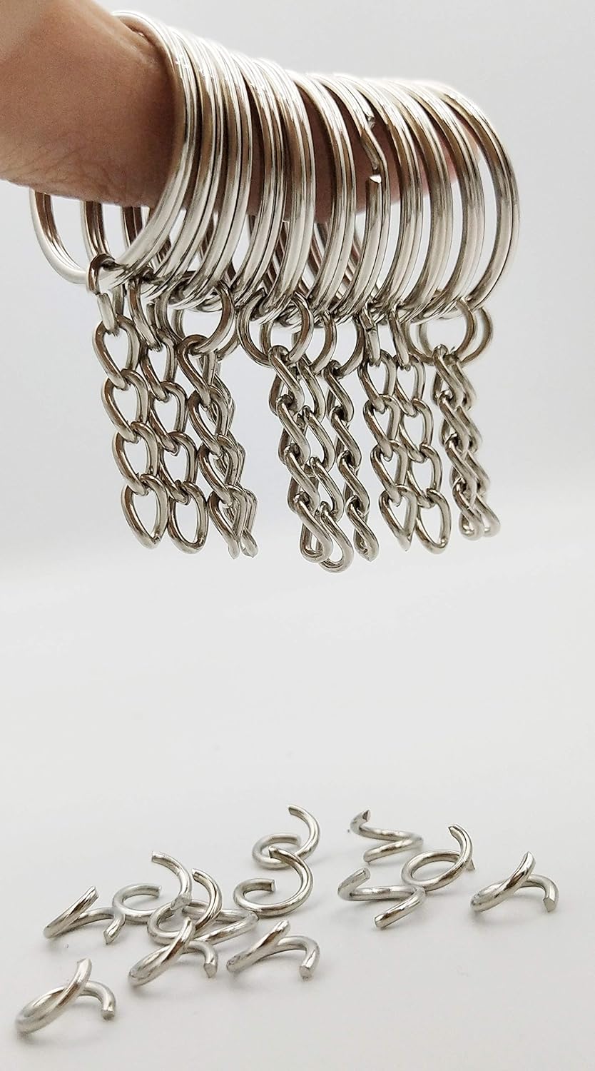 Key Ring with Chain and Open Jump Rings 1 inch, 50 Pack - view 4