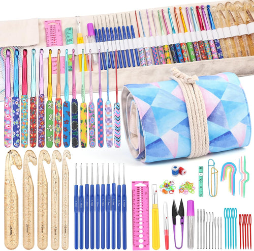 116 PCS Crochet Hooks Sets, Ergonomic Crochet Needles | Crochet Hook Set with Case Crochets Needle Accessories, Crochet Needles Kit for Beginners and Experienced Crochet Hook Lovers