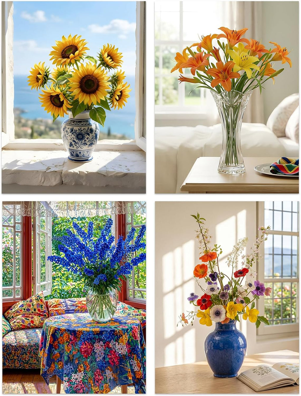 Diamond Painting Kits for Adults Flower Diamond Art Kits for Beginners Diamond dot Kits Floral Wall Art DIY Adults Crafts 4PCS Gem Art (Flower) - view 7