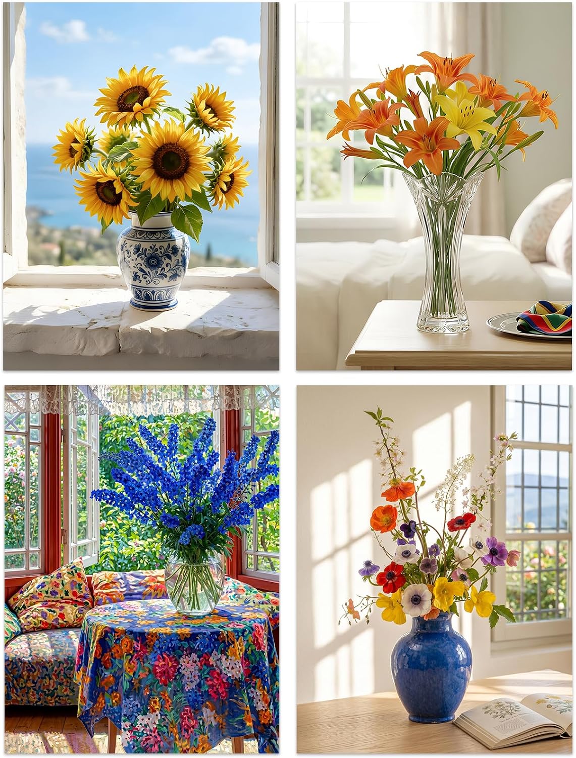 Diamond Painting Kits for Adults Flower Diamond Art Kits for Beginners Diamond dot Kits Floral Wall Art DIY Adults Crafts 4PCS Gem Art (Flower) - view 7