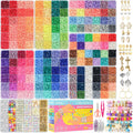 30,000 Pcs Clay Beads Bracelet Making Kit, 168 Colors 8 Boxes Flat Preppy Beads for Friendship Bracelets, Jewelry Kit with Pendant Charms Elastic String Crafts Arts Crafts Gifts