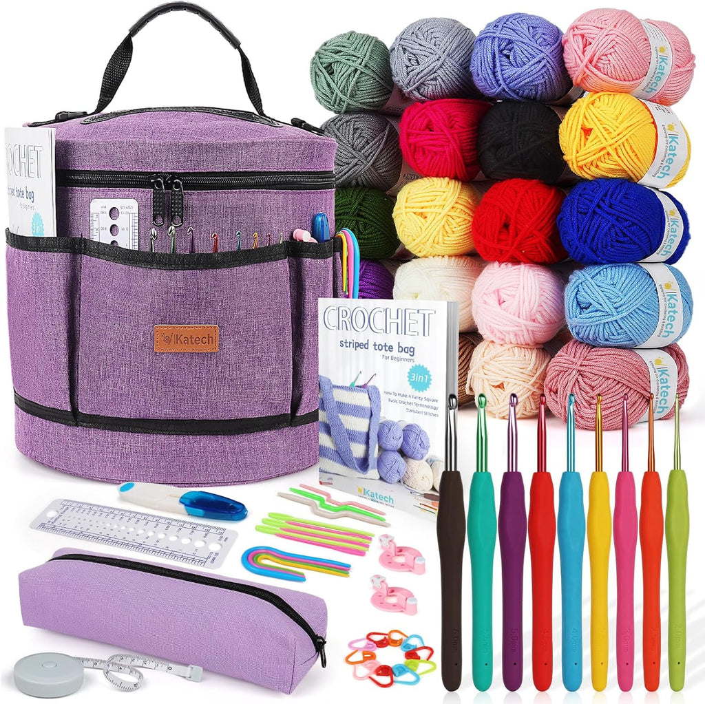 85-Piece Crochet Hooks Set, Crochet Hook Kit with Storage Case, Ergonomic Knitting Needles Weave Yarn Kits DIY Hand Knitting Craft Art Tool for Beginners and Experienced Crochet Lovers | 85 Pcs Metal Crochet Needles and Complete Crochet Kits for Beginners - view 6