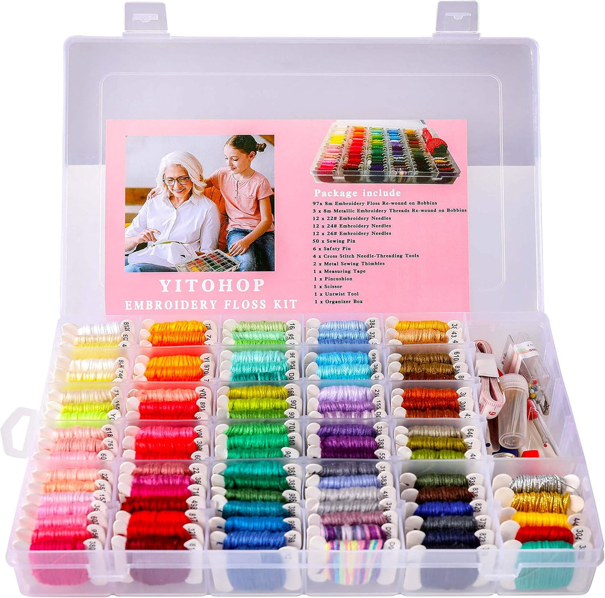 200pcs+ Embroidery Floss kit, Friendship Bracelet String Kit with Organizer Box-Included 100pcs Friendship Bracelet Floss Thread,Cross Stitch Kits Xmas Gifts - view 3