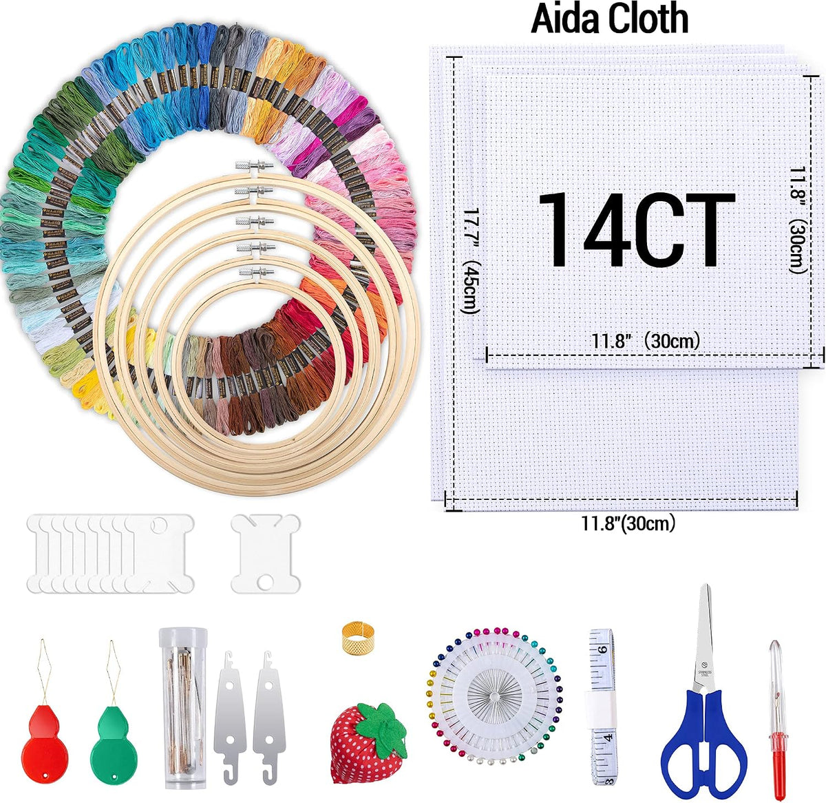 Embroidery Starter Kit, Cross Stitch Kits Tools with Case, Totem | Craft Supplies Kits with Handles and Shoulder Strap for Adults - view 2