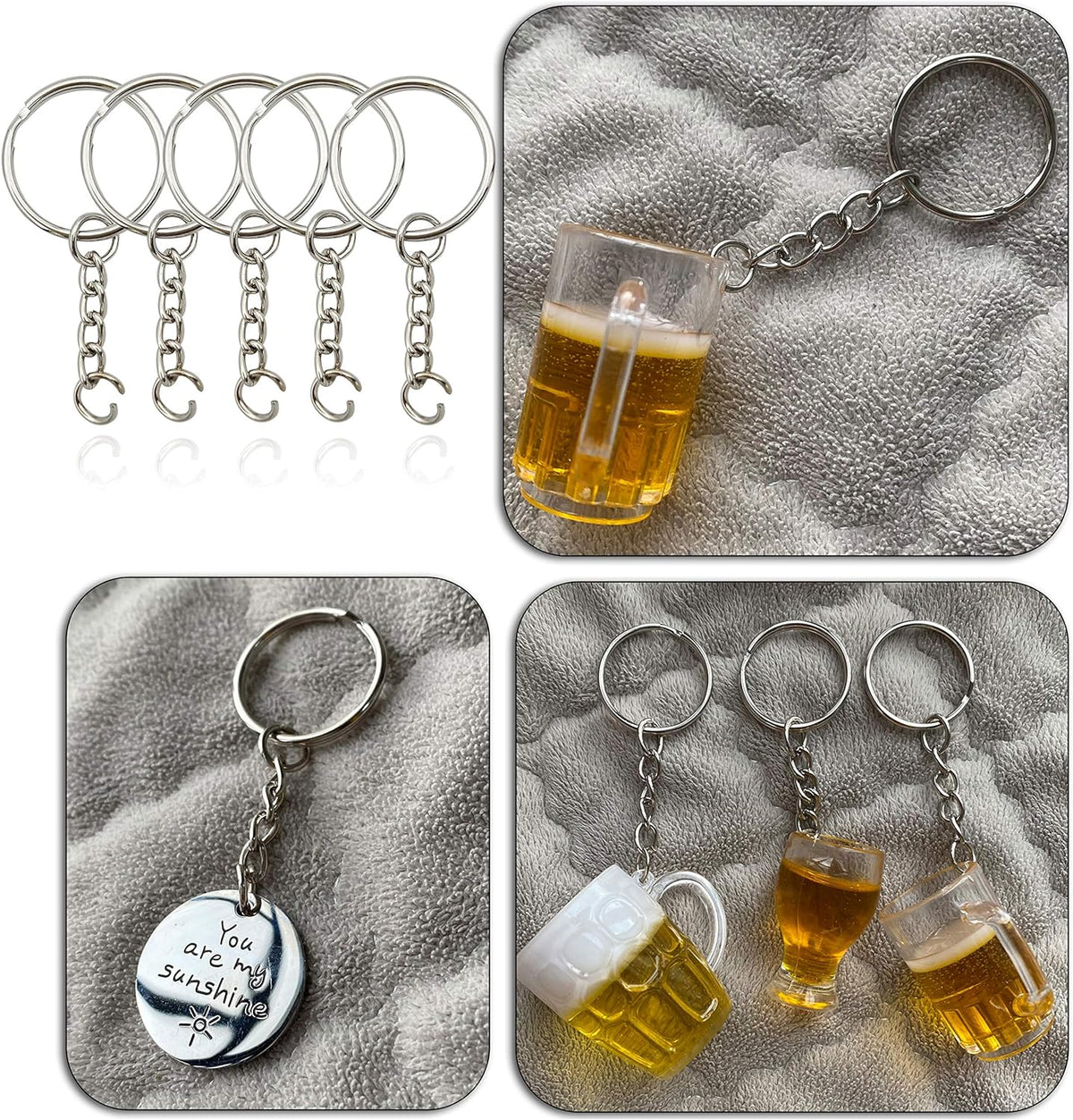 Key Ring with Chain and Open Jump Rings 1 inch, 50 Pack - view 7